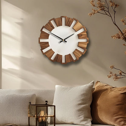 Wall Clock Silent Non-Ticking Vintage Wood-Look Frame