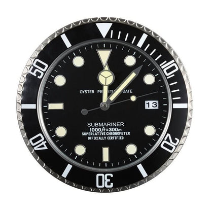 Wall Clock Silent Operation Luminous Hands Stainless Steel Frame 13-Inch