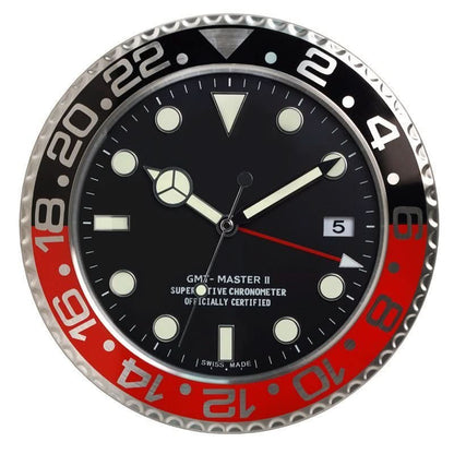 Wall Clock Silent Operation Luminous Hands Stainless Steel Frame 13-Inch
