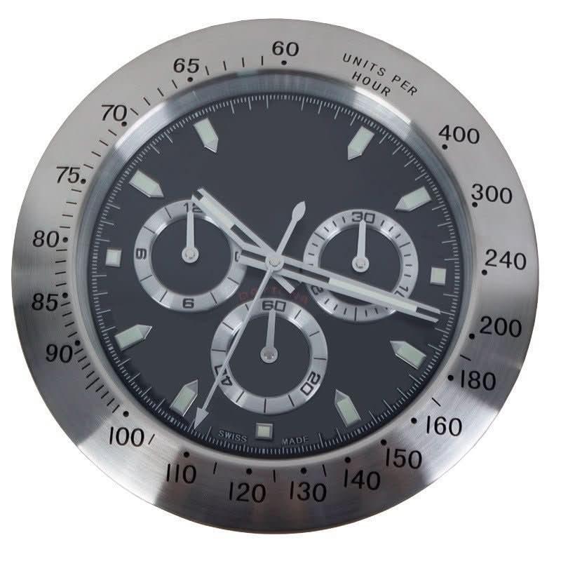 Wall Clock Silent Operation Luminous Hands Stainless Steel Frame 13-Inch