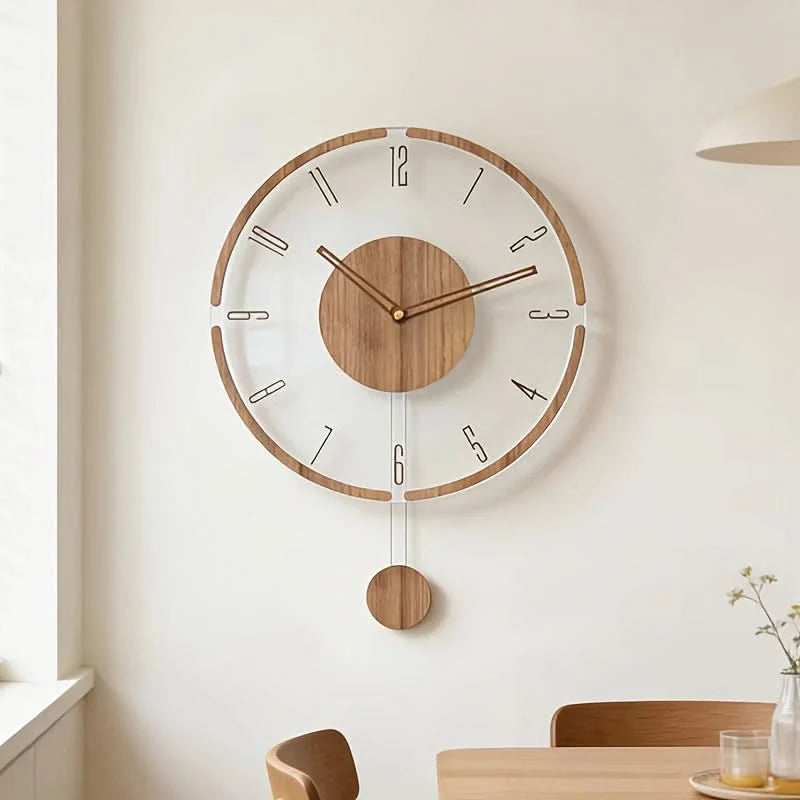 Wall Clock Silent Pendulum Transparent Face