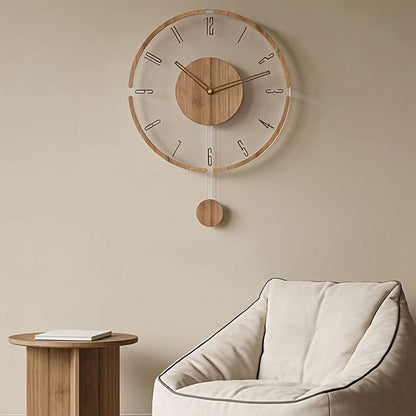 Wall Clock Silent Pendulum Transparent Face