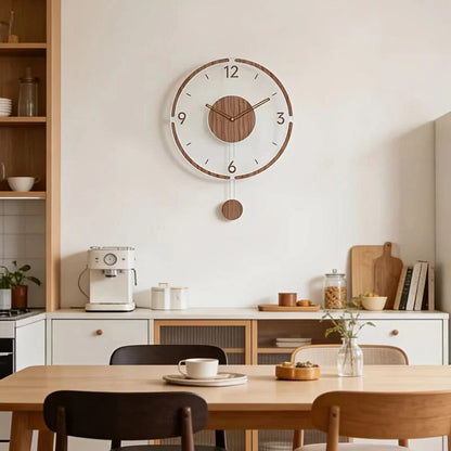 Wall Clock Silent Pendulum Transparent Face
