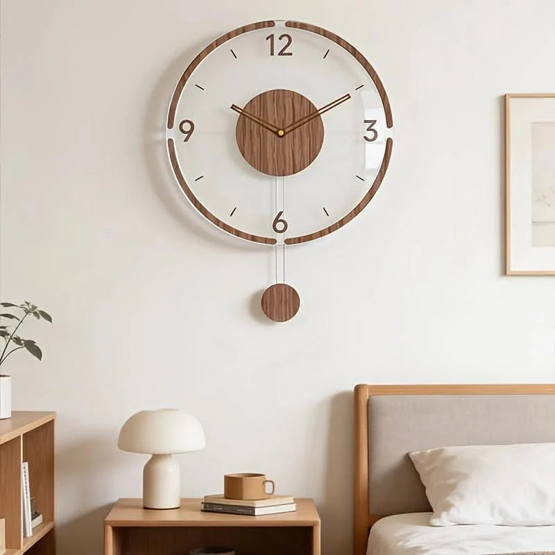 Wall Clock Silent Pendulum Transparent Face