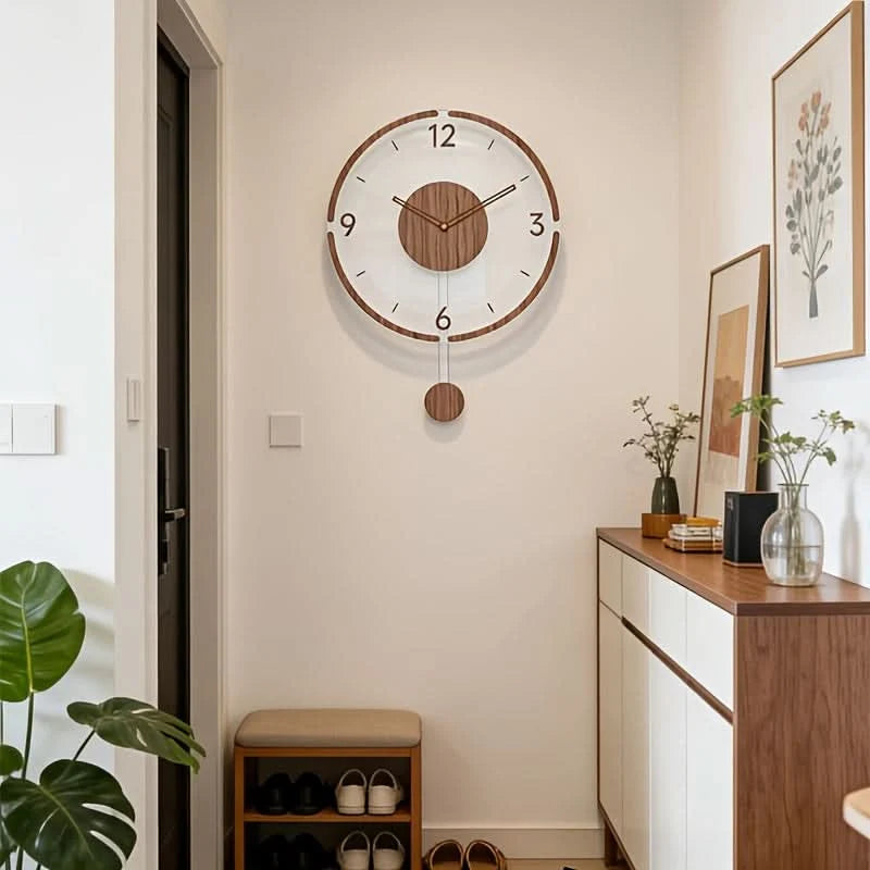 Wall Clock Silent Pendulum Transparent Face