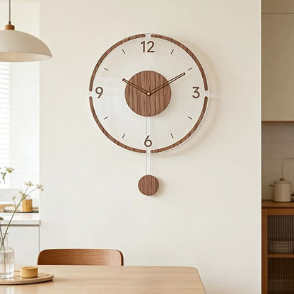 Wall Clock Silent Pendulum Transparent Face