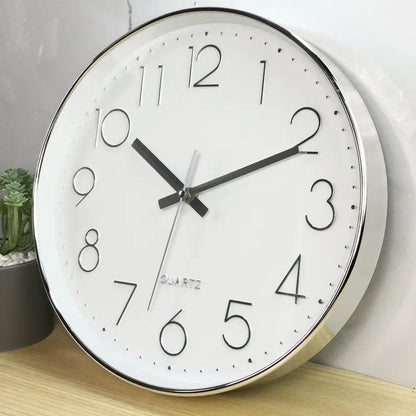 Wall Clock Silent Quartz Movement Easy-to-Read 11.8-Inch Dial Glass Cover
