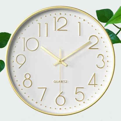 Wall Clock Silent Quartz Movement Easy-to-Read 11.8-Inch Dial Glass Cover