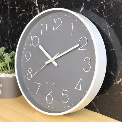 Wall Clock Silent Quartz Movement Easy-to-Read 11.8-Inch Dial Glass Cover