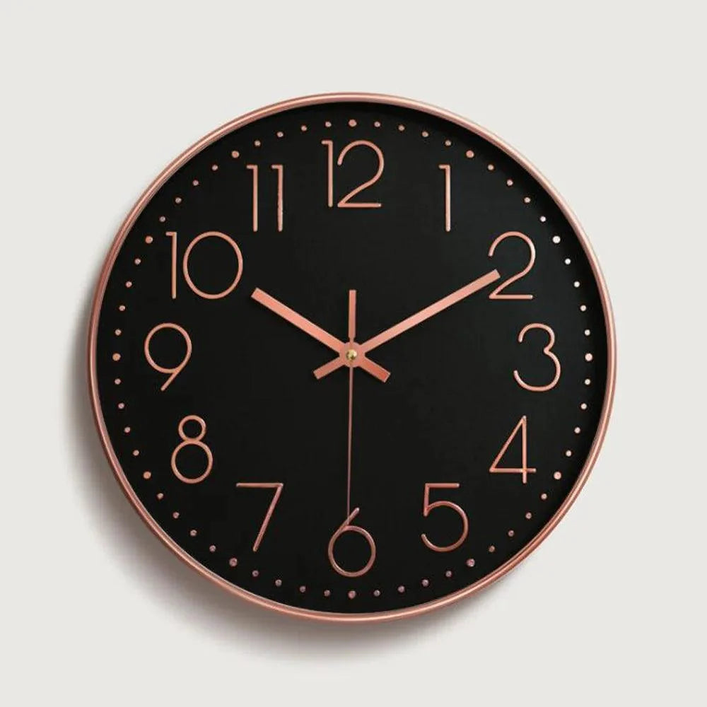 Wall Clock Silent Quartz Movement Easy-to-Read 11.8-Inch Dial Glass Cover