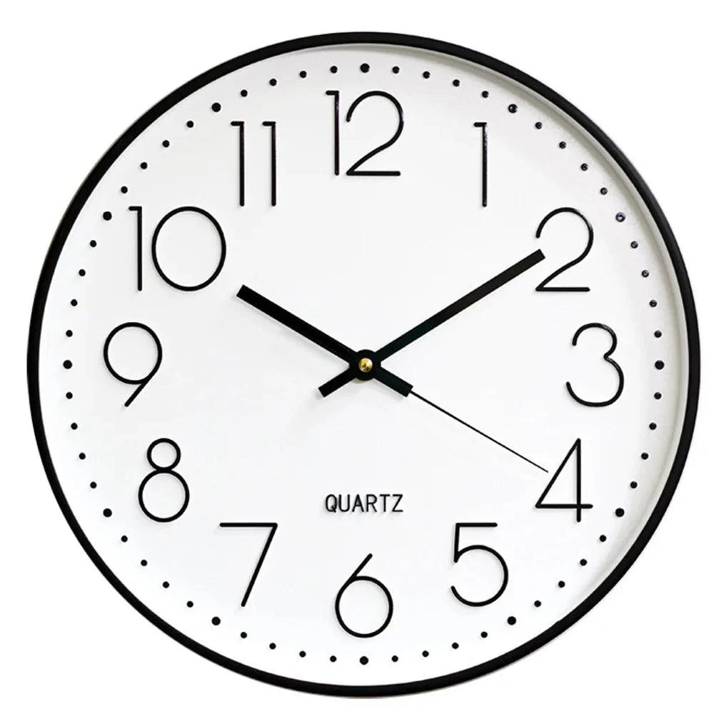 Wall Clock Silent Quartz Movement Easy-to-Read 11.8-Inch Dial Glass Cover