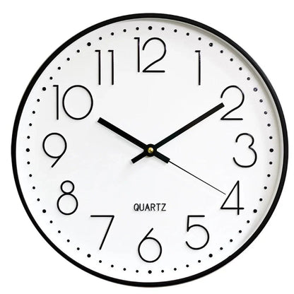 Wall Clock Silent Quartz Movement Easy-to-Read 11.8-Inch Dial Glass Cover