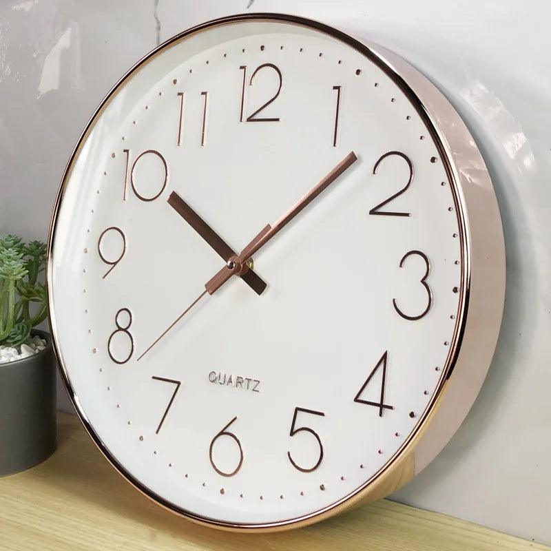 Wall Clock Silent Quartz Movement Easy-to-Read 11.8-Inch Dial Glass Cover