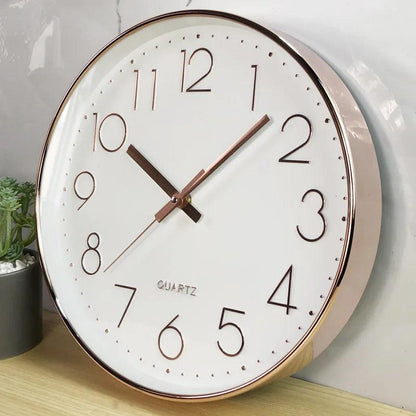 Wall Clock Silent Quartz Movement Easy-to-Read 11.8-Inch Dial Glass Cover
