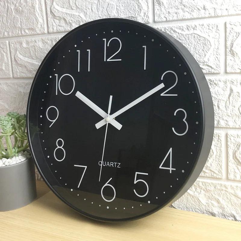 Wall Clock Silent Quartz Movement Easy-to-Read 11.8-Inch Dial Glass Cover