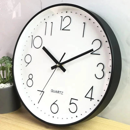 Wall Clock Silent Quartz Movement Easy-to-Read 11.8-Inch Dial Glass Cover