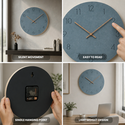 Wall Clock Silent Sweeping Movement Minimal Numeric Face