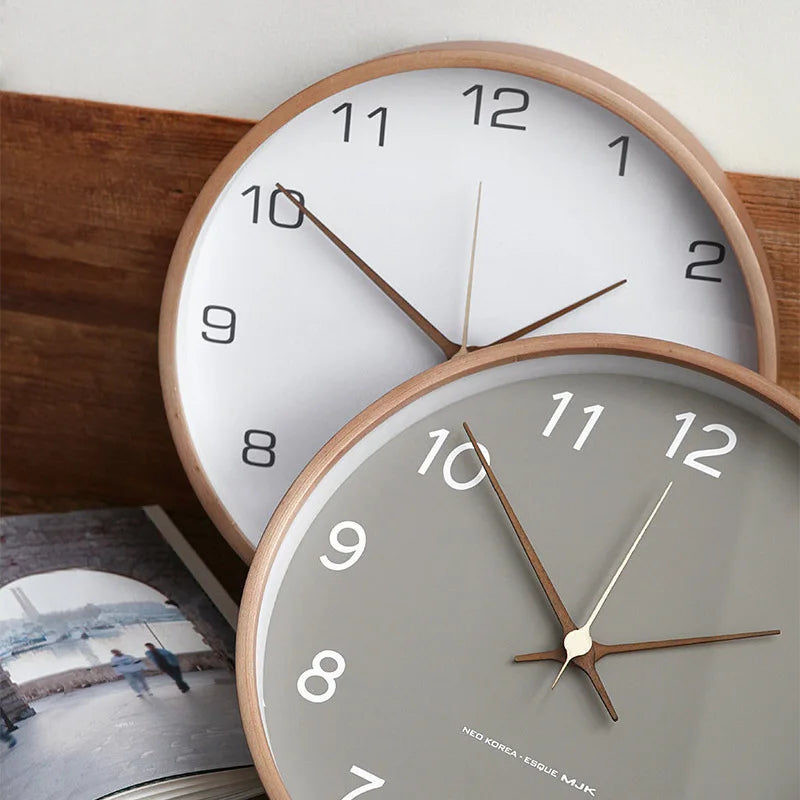 Wall Clock Solid Wood & Clear Glass