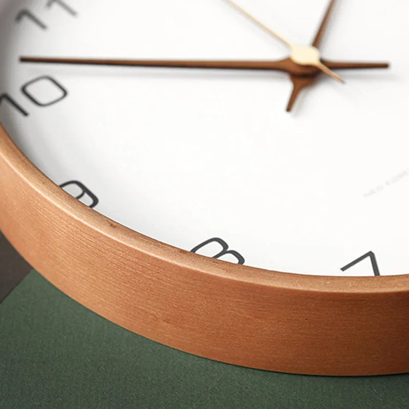 Wall Clock Solid Wood & Clear Glass