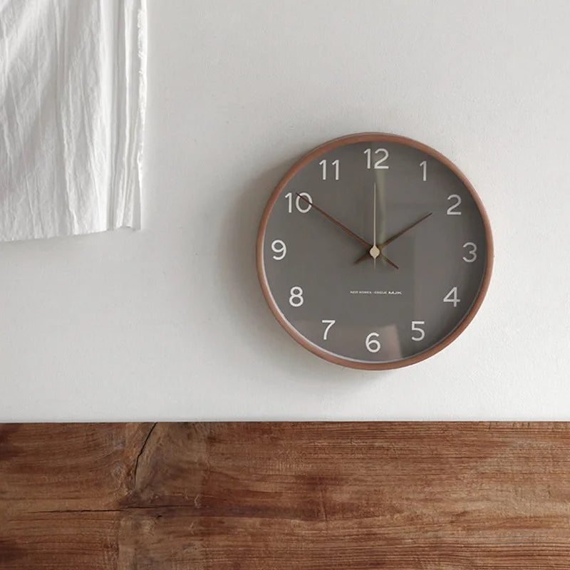 Wall Clock Solid Wood & Clear Glass