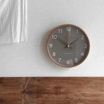 Wall Clock Solid Wood & Clear Glass