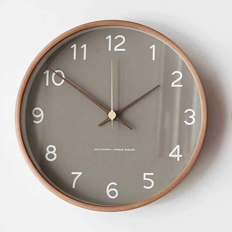 Wall Clock Solid Wood & Clear Glass
