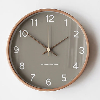 Wall Clock Solid Wood & Clear Glass