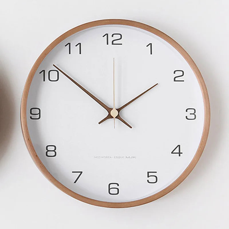 Wall Clock Solid Wood & Clear Glass