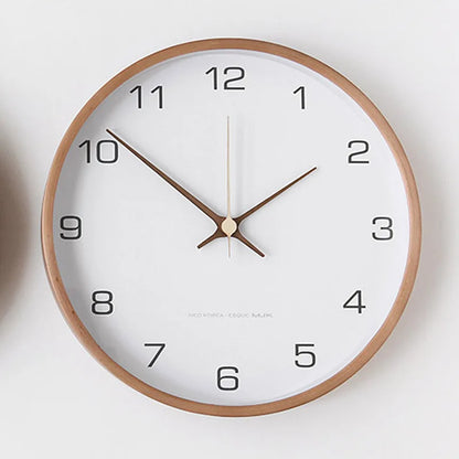 Wall Clock Solid Wood & Clear Glass