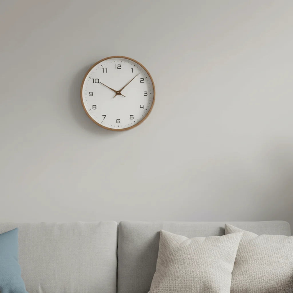 Wall Clock Solid Wood Silent Movement Minimalist Design