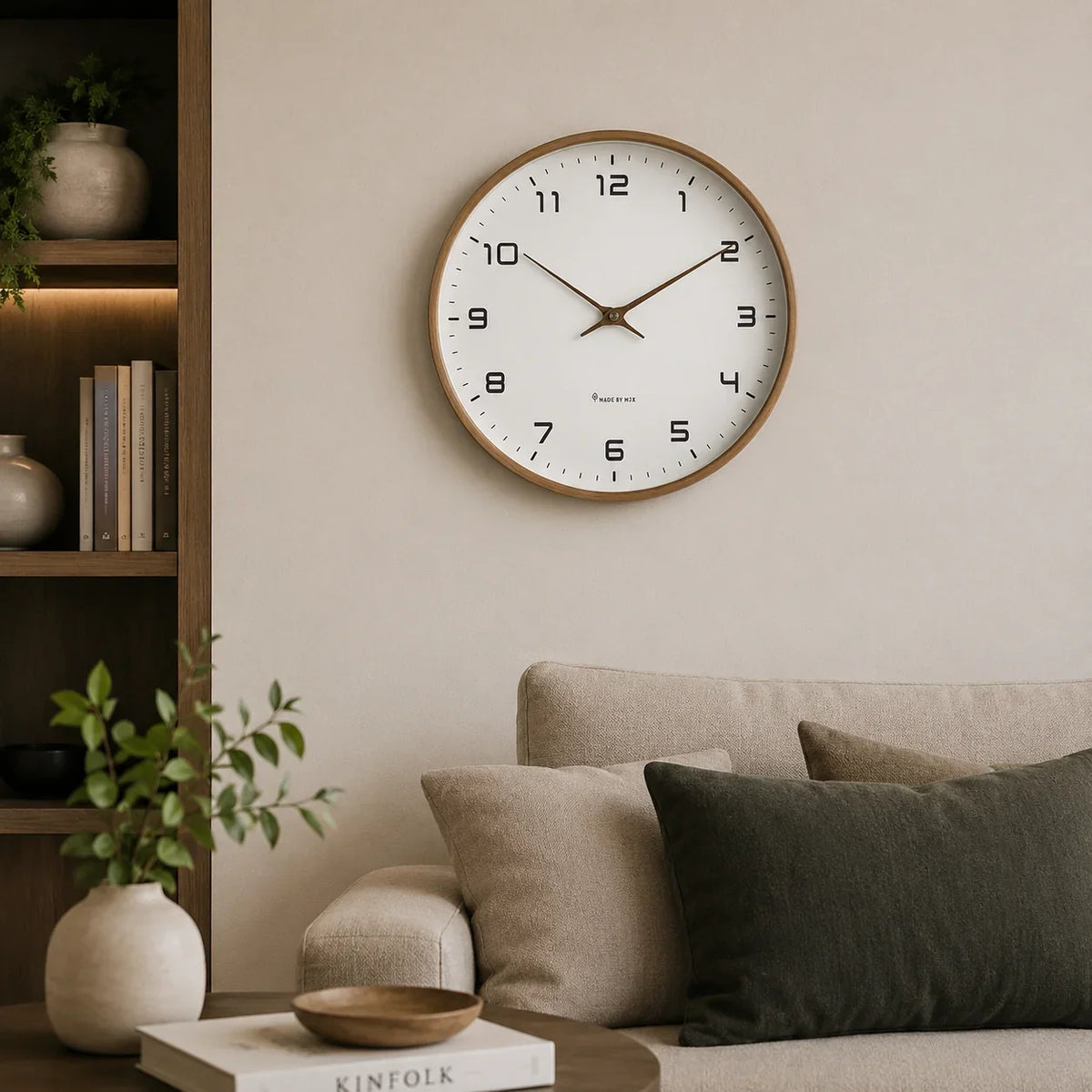 Wall Clock Solid Wood Silent Sweep Movement Scandinavian Design