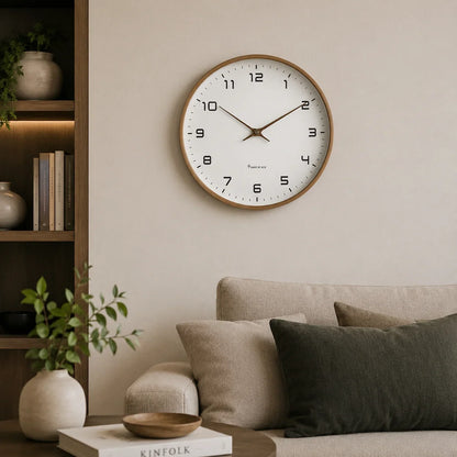 Wall Clock Solid Wood Silent Sweep Movement Scandinavian Design