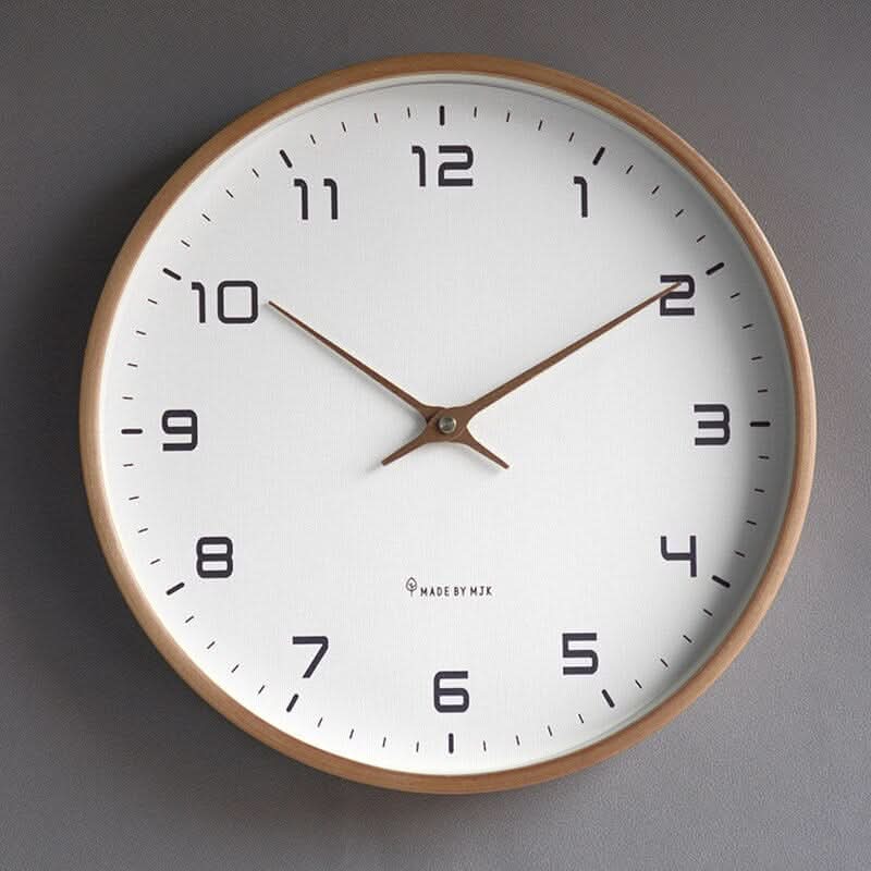 Wall Clock Solid Wood Silent Sweep Movement Scandinavian Design