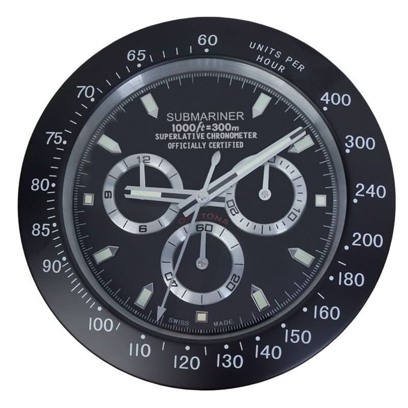 Wall Clock Stainless Steel Silent Quartz Luminous Hands