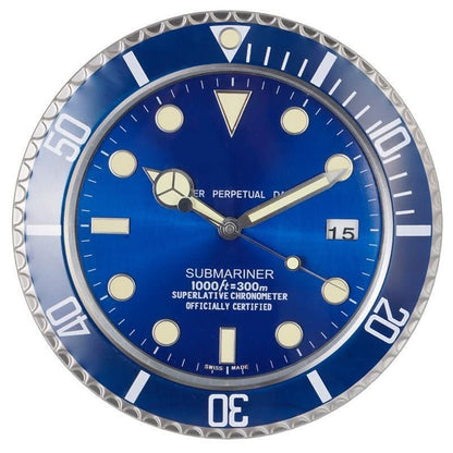 Wall Clock Stainless Steel Silent Quartz Luminous Hands