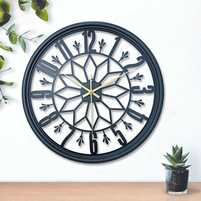 Wall Clock Vintage Metal Silent Quartz Battery Powered
