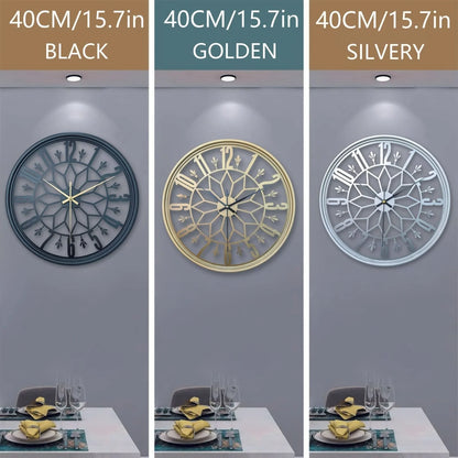 Wall Clock Vintage Metal Silent Quartz Battery Powered