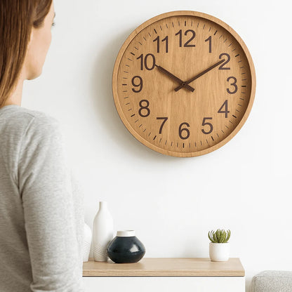 Wall Clock Wooden Silent Quartz 11.8 Inch