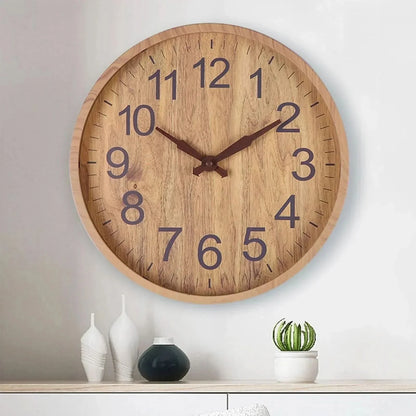 Wall Clock Wooden Silent Quartz 11.8 Inch