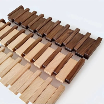 Wall Coat Rack Piano-Inspired Folding Hooks Wooden Space-Saving Design