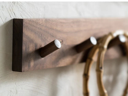 Wall Coat Rack Solid Wood Round Peg Hooks 4-6 Hooks