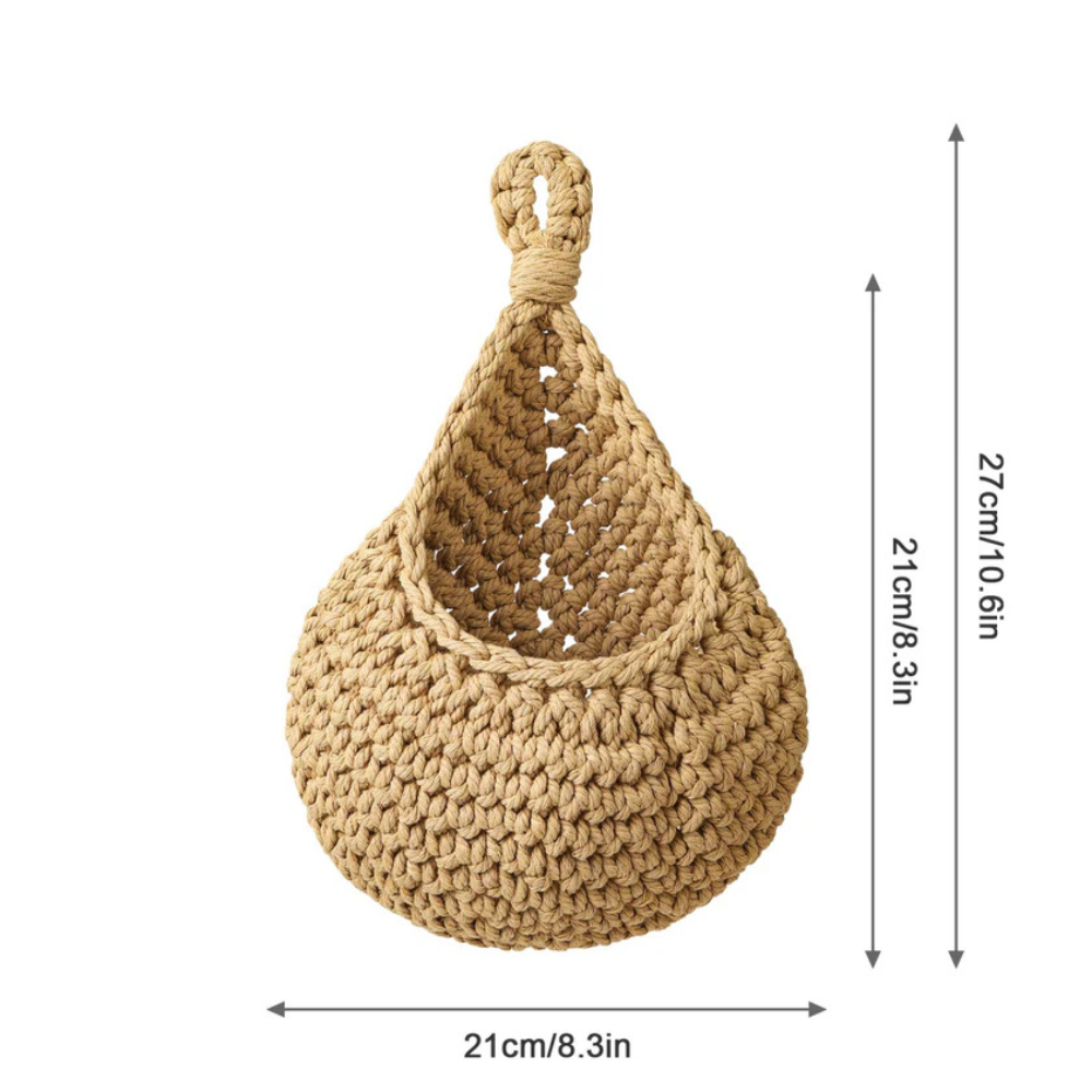 Wall Hanging Basket Handwoven Jute Breathable Weave Space-Saving