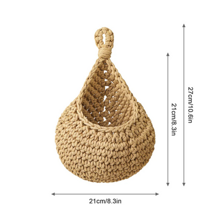Wall Hanging Basket Handwoven Jute Breathable Weave Space-Saving