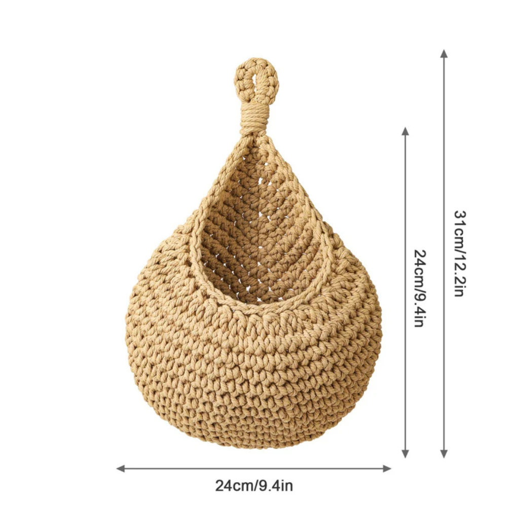 Wall Hanging Basket Handwoven Jute Breathable Weave Space-Saving
