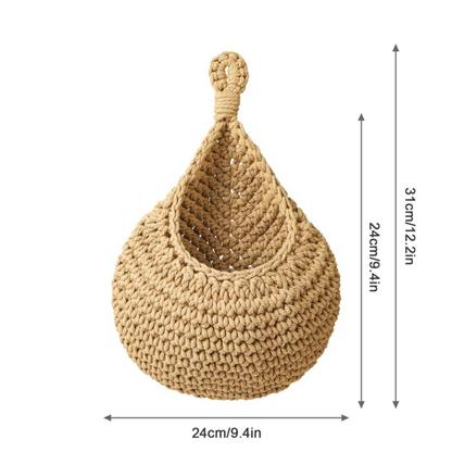 Wall Hanging Basket Handwoven Jute Breathable Weave Space-Saving