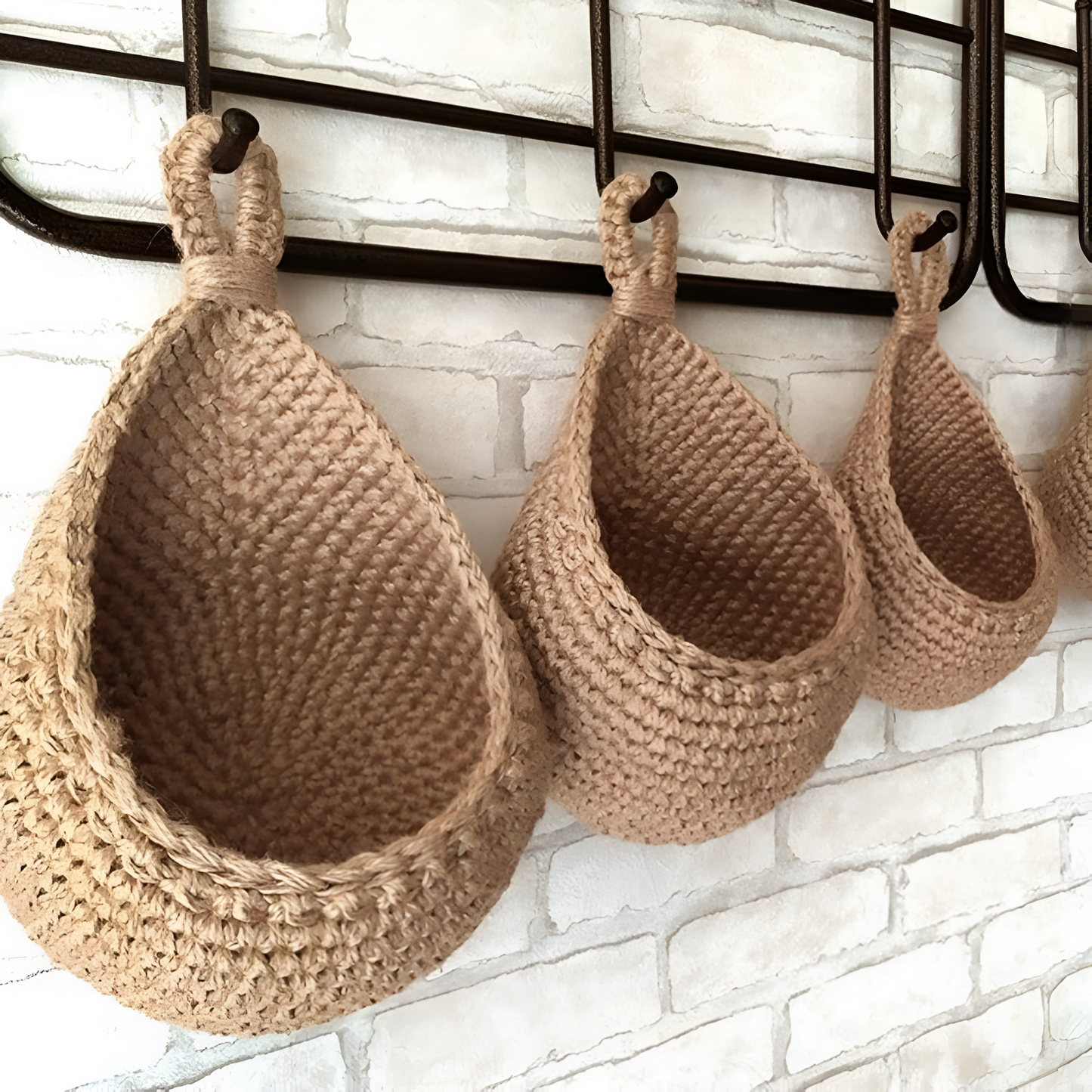 Wall Hanging Basket Handwoven Jute Breathable Weave Space-Saving