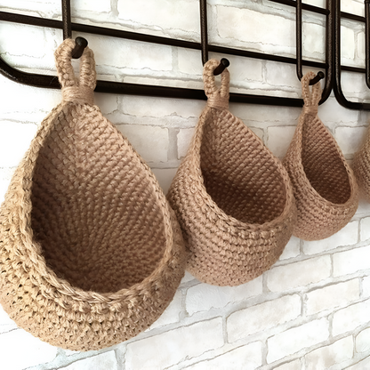 Wall Hanging Basket Handwoven Jute Breathable Weave Space-Saving