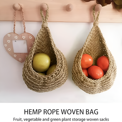 Wall Hanging Basket Handwoven Jute Breathable Weave Space-Saving