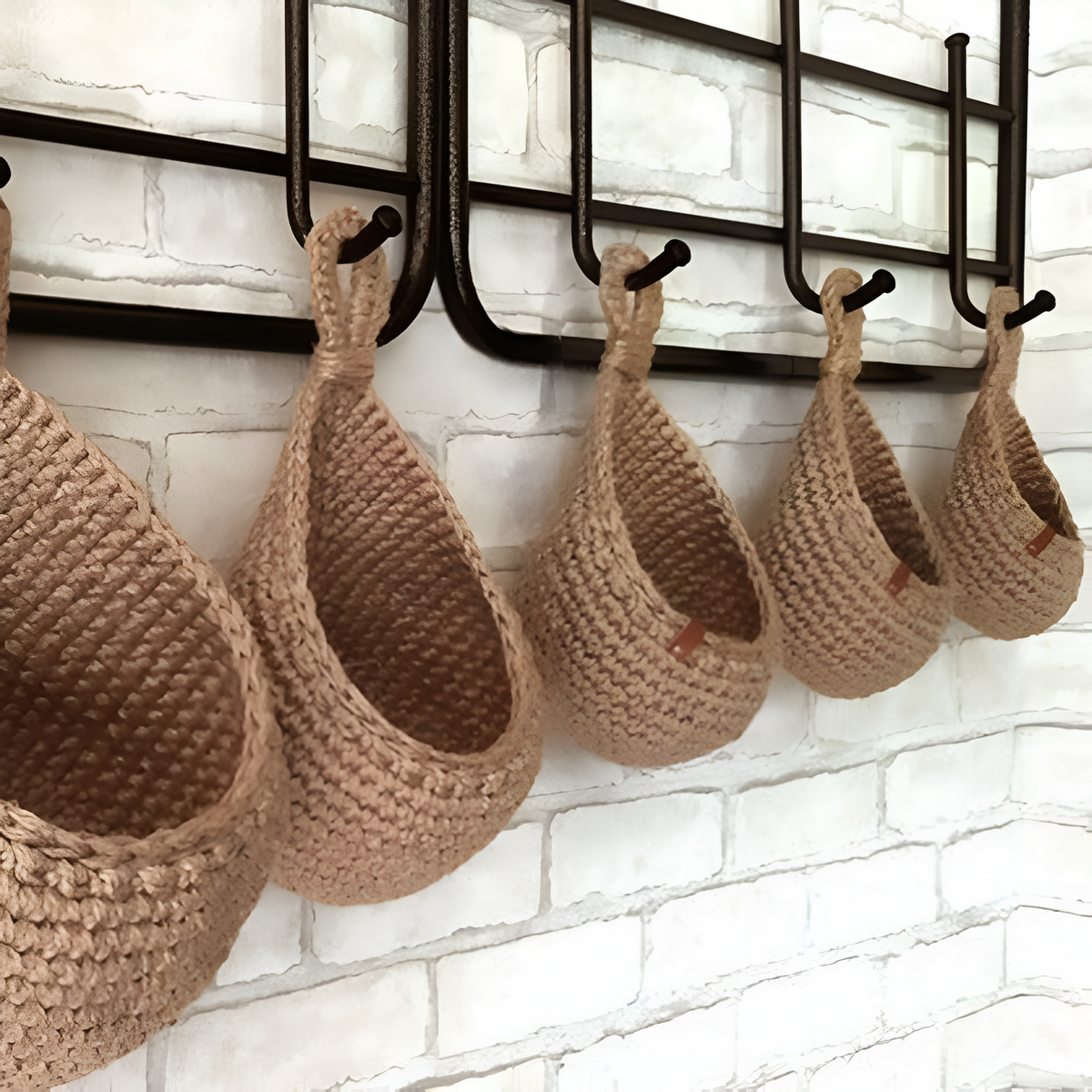 Wall Hanging Basket Handwoven Jute Breathable Weave Space-Saving