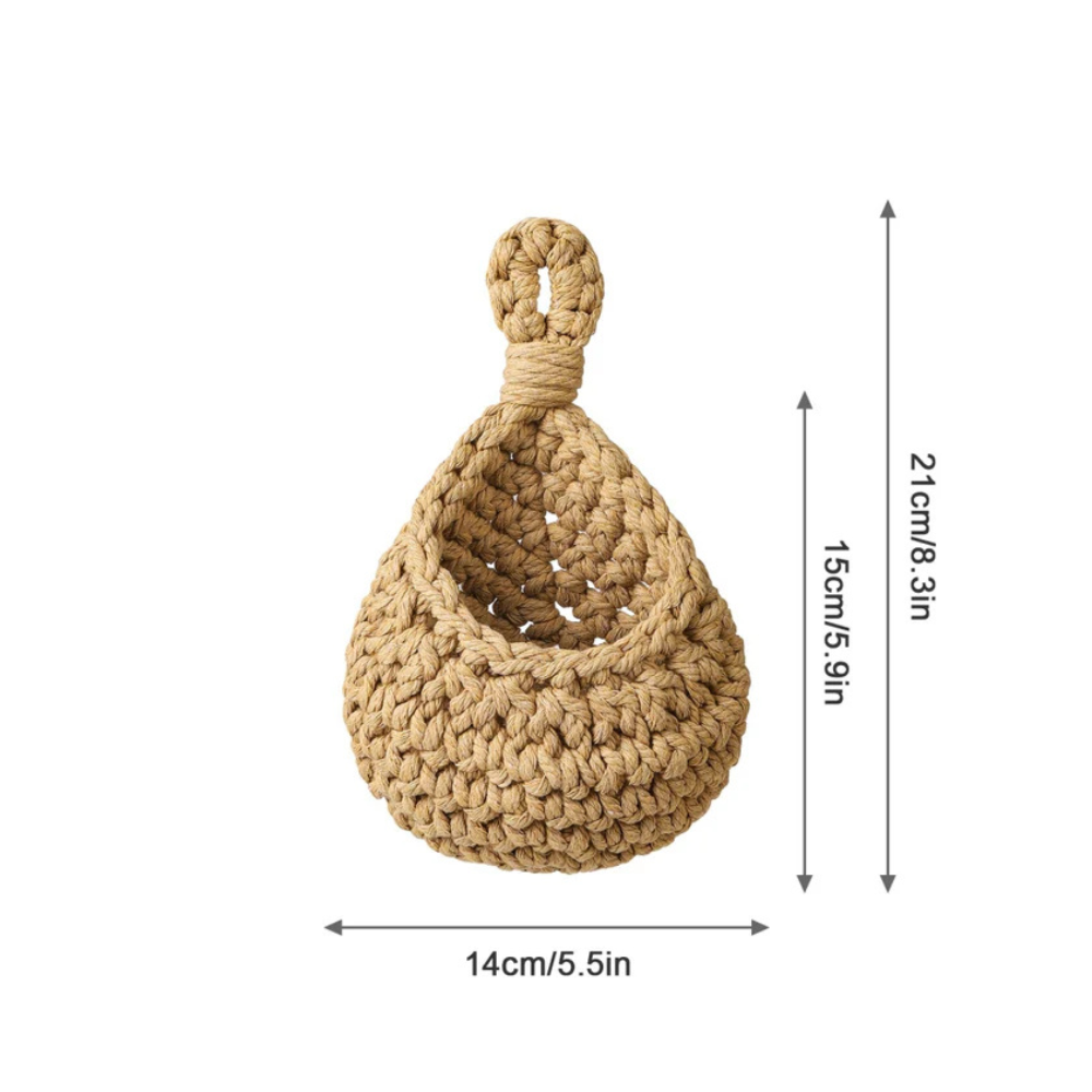 Wall Hanging Basket Handwoven Jute Breathable Weave Space-Saving